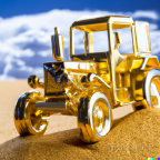 Traktor aus Gold in der Wüste